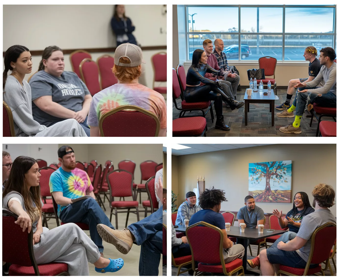 Staged photos of an intensive outpatient group session